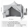 VEVOR pop up canopy, 10x10 ft, white, 3 adjustable heights, 500d pu silver fabric, carbon steel q195 frame.