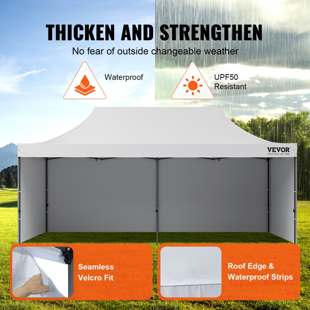 VEVOR Pavilion 304,8 x 609,6 x 320 cm Tuintent 500D PU Zilveren Stof Opvouwbare Paviljoen Hoogte Verstelbaar Inclusief Opbergtas Partytent 12-16 Personen Pop-up Tent Tuinpaviljoen voor Kampeertrip