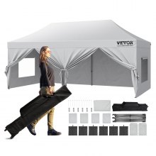 VEVOR paviljoen 304,8x609,6x320cm tuintent 500D PU zilveren stof opvouwbaar paviljoen in hoogte verstelbaar incl. opbergtas partytent 12-16 personen pop-up tent tuinpaviljoen voor kampeertrip