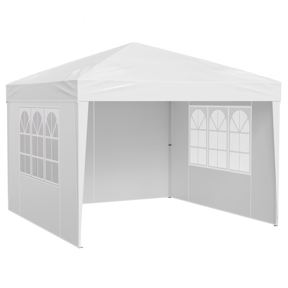 VEVOR Pop-up Gazebo, 2,95 x 2,95 x 2,63 m, Gazebo-tent, draagbare tuintent met zijwanden en geventileerde ramen, 3 hoogte-instellingen, partytent, parasol voor buitenevenementen, wit
