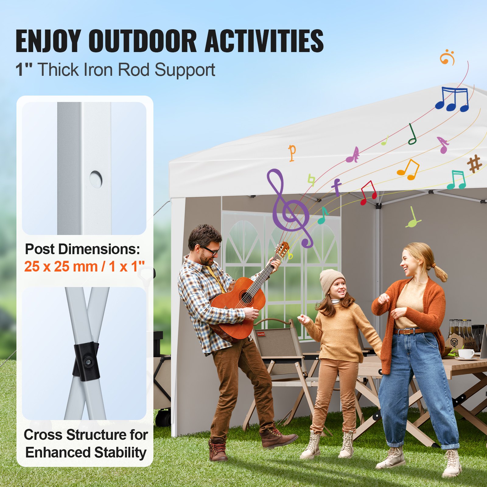VEVOR Pop Up Canopy, 10 x 10 FT Instant Canopy Portable Gazebo with 3 Sidewalls & 2 Ventilated Windows, Height Adjustable Pop-Up Outdoor Shelter Tent for Events, Patio, Backyard, Party, Parking