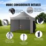 VEVOR Pavilion 304,8x304,8x320cm Tuintent 500D PU Zilveren Stof Opvouwbare Paviljoen Hoogte Verstelbaar Inclusief Opbergtas Partytent 6-8 Personen Pop-up Tent Opvouwbare Tent Tuinpaviljoen voor Kampeertrip
