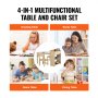 VEVOR kinderzitgroep, kindertafel, 2 kinderstoelen, 1 tafel, kinderzitgroep van MDF van de kwaliteit P2, 2 in 1 kindertafelset, bureau en kast, geschikt voor kinderen van 2-8 jaar, speelkamer