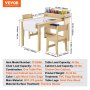VEVOR Kinderzitgroep kindertafel, 2 kinderstoelen 1 tafel kinderzitgroep van P2-kwaliteit MDF, 2 in 1 kindertafelset bureau & kast geschikt voor kinderen van 2-8 jaar speelkamer