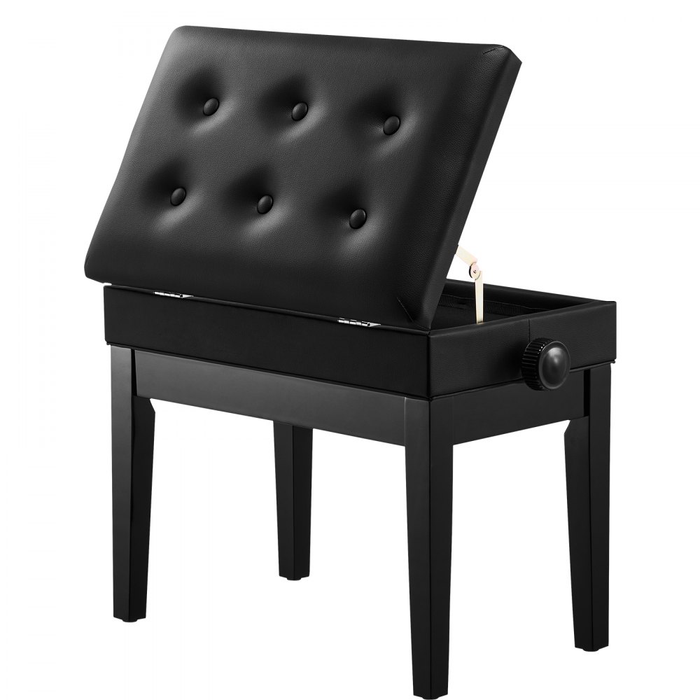 VEVOR Piano Bench, 22" x 13" x 19.3", Keyboard Piano Chair with 19.3"-22.8" Adjustable Height, Padded Cushion, Storage Compartment for Music Books, Wooden Piano Stool Seat, for Vanity, Living Room