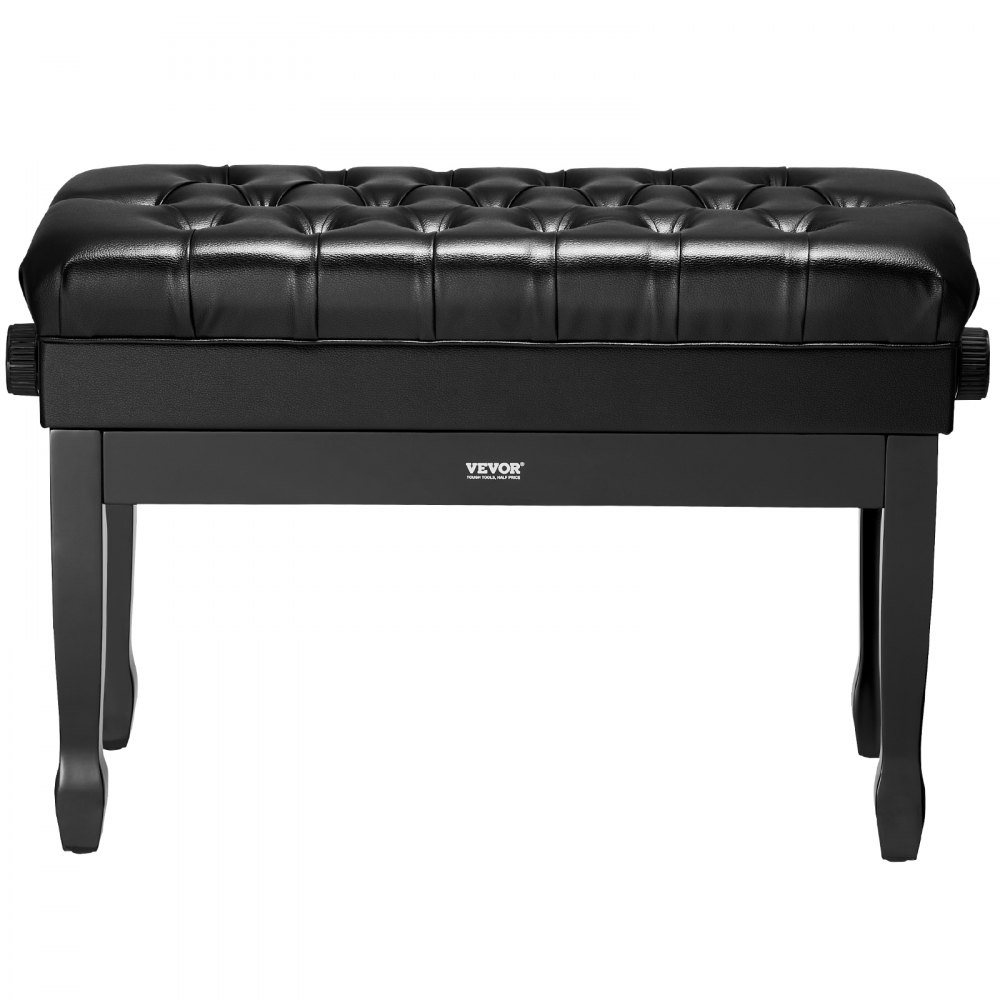 VEVOR Piano Bench, 29.5" x 14" x 20.3", Duet Keyboard Piano Chair with 20.3"-23.4” Adjustable Height, Padded Cushion, Storage Compartment for Music Books, Wooden Piano Stool Seat, for Vanity, Bedroom