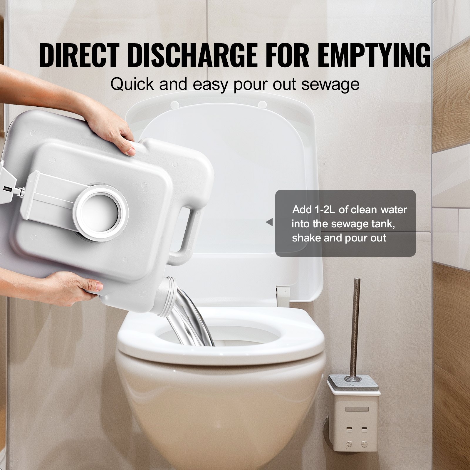 VEVOR Portable Toilet for Camping with Carry Bag, RV Toilet with 3.2 Gal Waste Tank, Push-Button Pressurized Flush Commode, Leak-proof and Odourless Travel Toilet for Adults Kids Camping Car