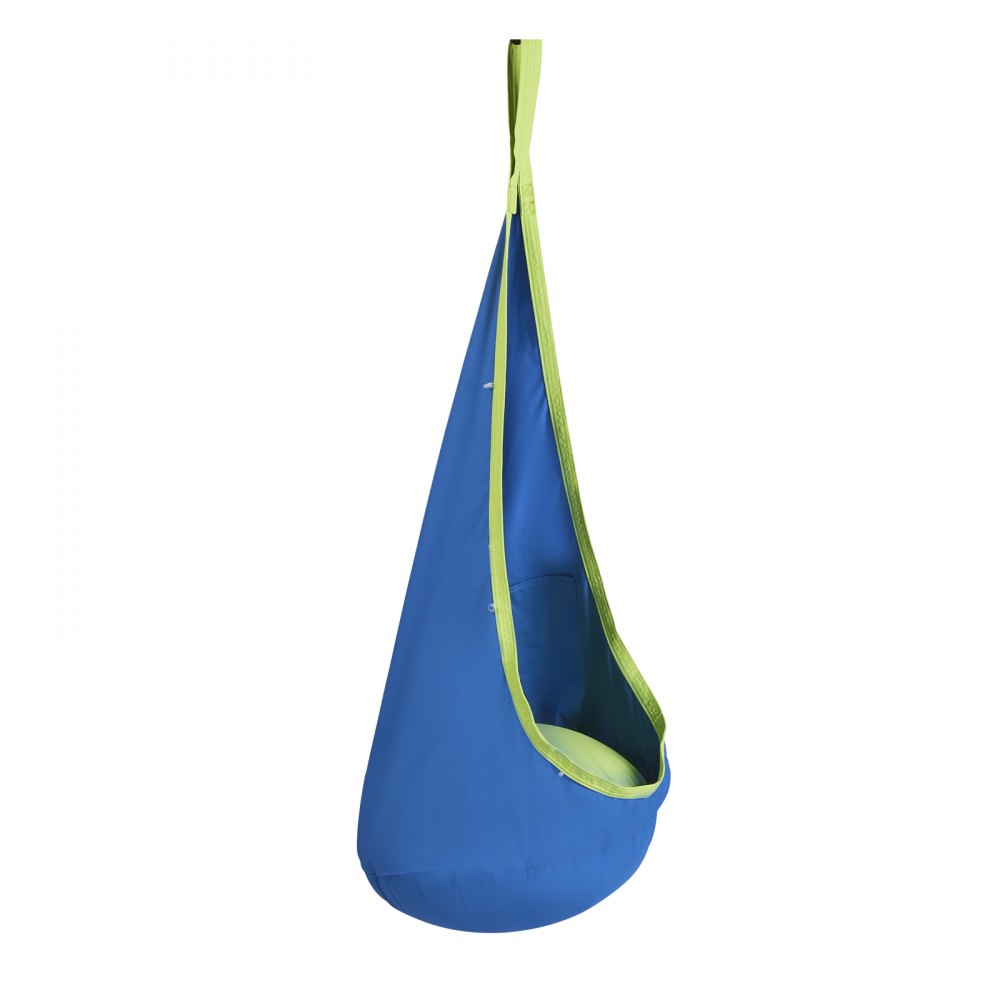 VEVOR hanggrot ø 70 x 160 cm hangstoel 54 kg draagvermogen hangmat van katoenen canvas LED-lichtketting hangzit hangtent schommel therapieschommel hangschommel kinderen blauw