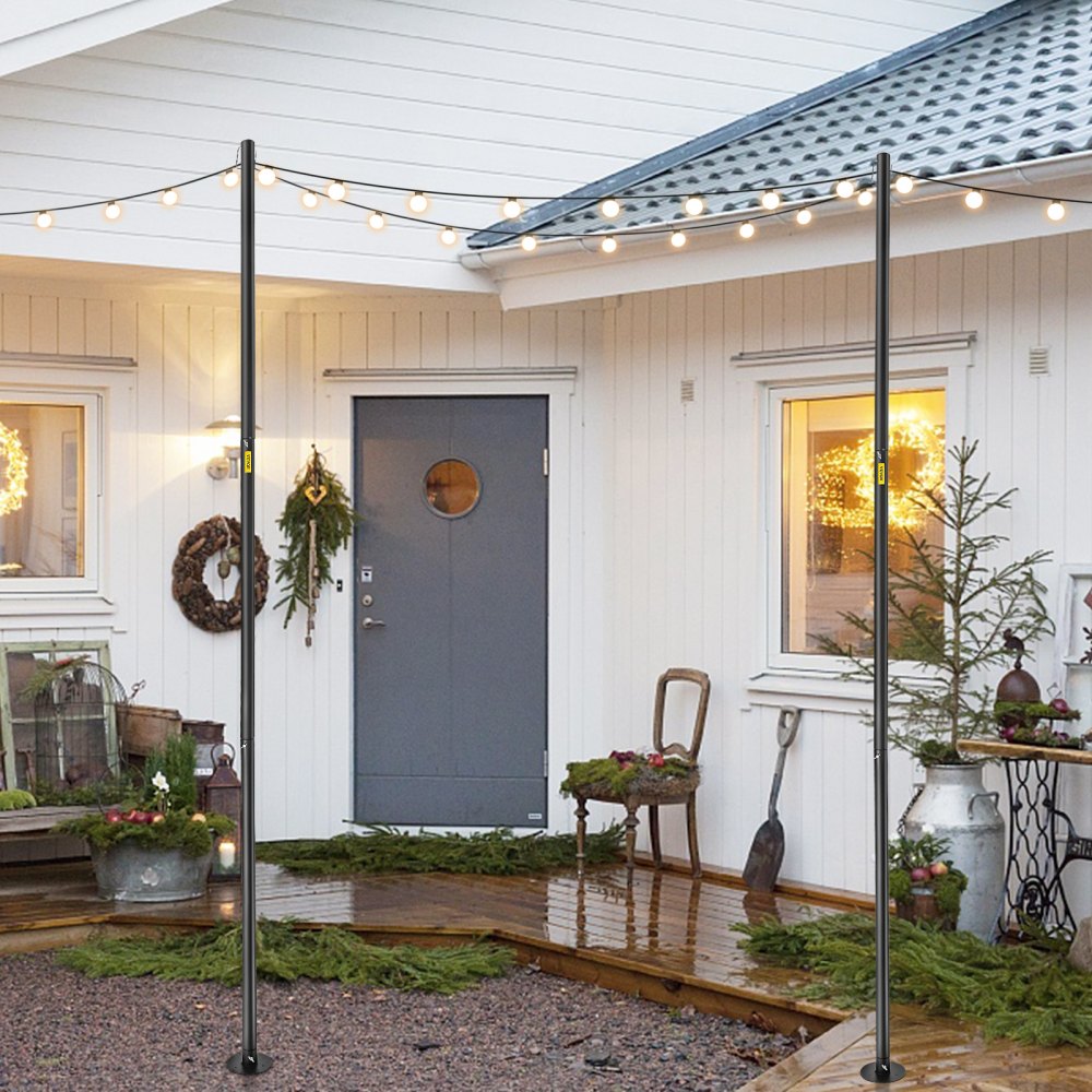VEVOR set van 4 kerstverlichting paal 20kg draagvermogen kerstverlichting staven 322cm totale lengte kerstverlichting vlaggenmast Q195 staal Voor het ophangen van decoraties zoals kerstverlichting wimpels lantaarns vlaggen