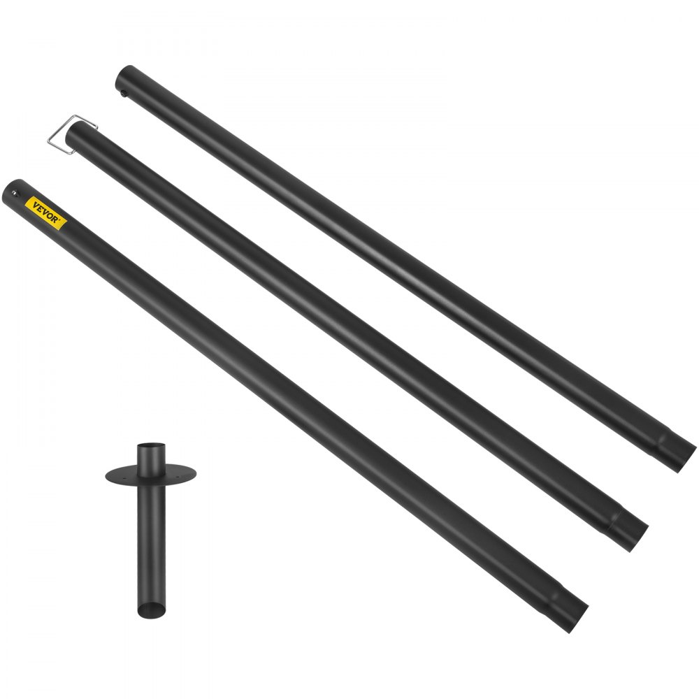 VEVOR set van 4 kerstverlichting paal 20kg draagvermogen kerstverlichting staven 322cm totale lengte kerstverlichting vlaggenmast Q195 staal Voor het ophangen van decoraties zoals kerstverlichting wimpels lantaarns vlaggen