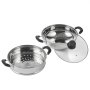 VEVOR 28cm steamer pot stainless steel with glass lid, 1 tier (1x pressure cooker and 1x soup pot) steamer steamer pot induction steamer pot pressure cooker cooking pot for vegetables, fish, soup, dumplings