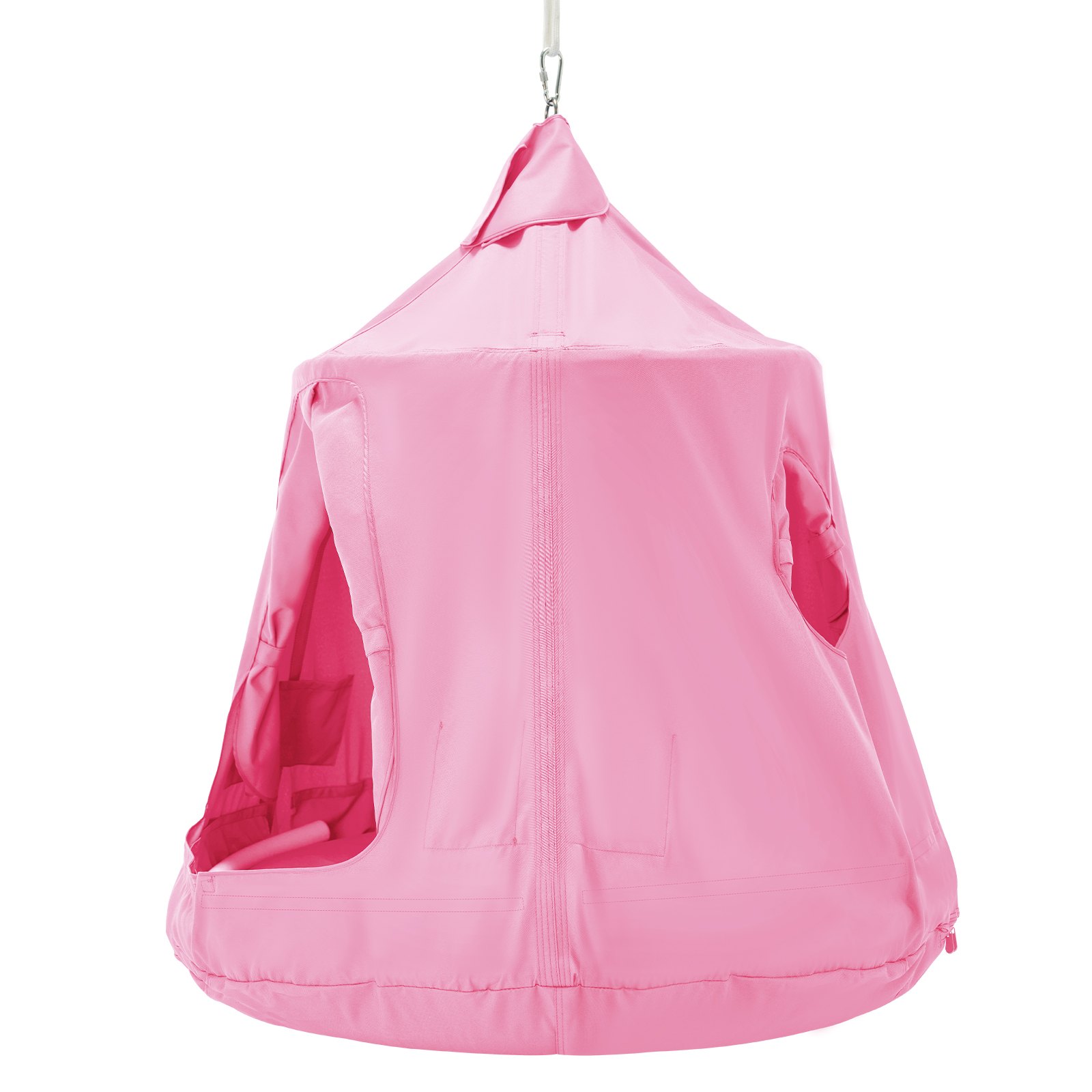 VEVOR hangende grot 150kg capaciteit hangende tent schommel binnen buiten hangmat zintuiglijke hangstoel met LED-lichtslingers plafondschommel hangende tent voor kinderen volwassenen roze