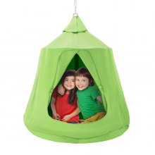 VEVOR hangende grot, hangende tent met een capaciteit van 150 kg, voor binnen en buiten, hangende tas, sensorische schommelstoel met LED-lichtsnoeren, 110 x 117 cm, hangende tent, hangende stoel voor kinderen en volwassenen, groen