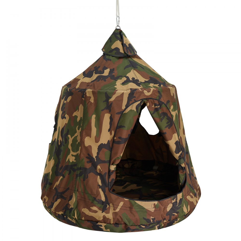 VEVOR Hangende grot 150 kg capaciteit Hangende tent voor binnen en buiten Hangende tas Sensorische schommelstoel met LED-lichtsnoer 110 x 117 cm Hangende tent Hangstoel voor kinderen en volwassenen Camouflage