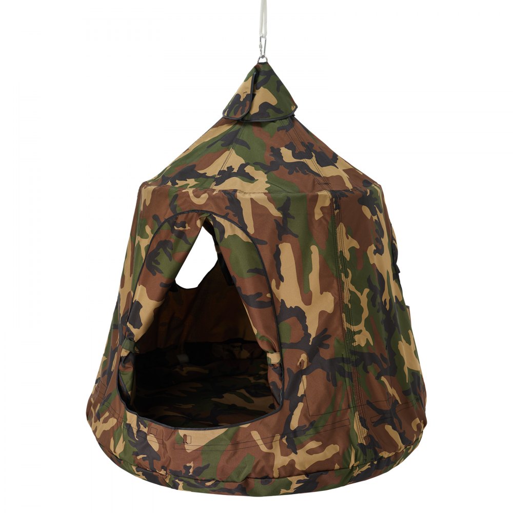 VEVOR Hangende grot 150 kg capaciteit Hangende tent voor binnen en buiten Hangende tas Sensorische schommelstoel met LED-lichtsnoer 110 x 117 cm Hangende tent Hangstoel voor kinderen en volwassenen Camouflage