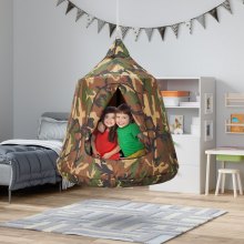 VEVOR Hanggrot Hangende tent met een capaciteit van 150 kg voor gebruik binnen en buiten Hangtas Sensorische schommelstoel met LED-lichtsnoeren 110 x 117 cm Hangende tent Hangstoel voor kinderen en volwassenen Camouflagekleur
