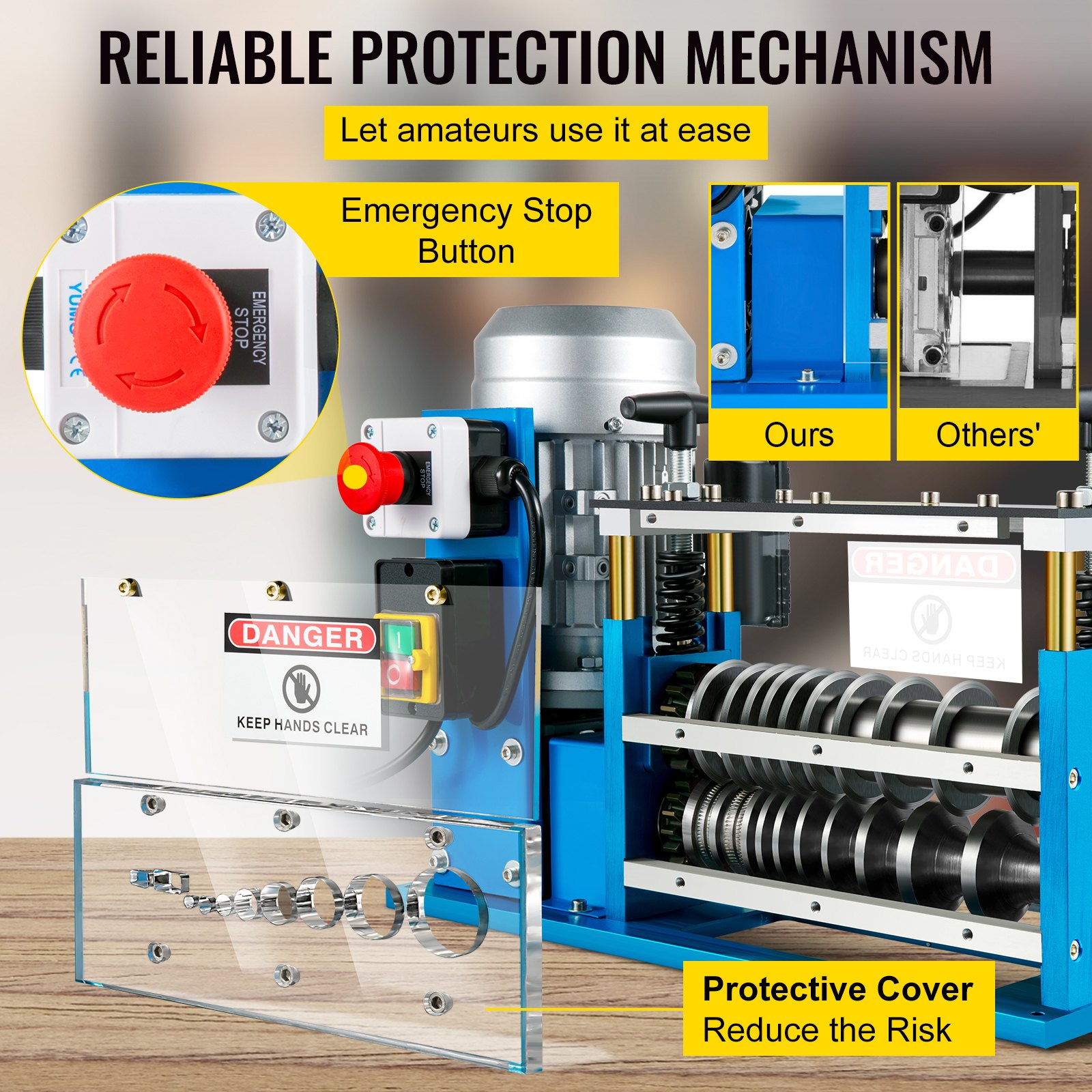 VEVOR Elektrische Draadstripmachine Blauw Elektrische Koperdraad Stripper 1,5-38 mm Automatische Elektrische Draadstripmachine Gemaakt van Aluminium, Acryl en Koperdraad met 370 W Hogesnelheidsmotor