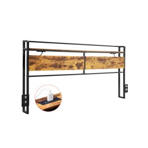 Hoofdeinde Voor Kingsize Bed, In Hoogte Verstelbaar Hoofdeinde Met Opbergplank Met Stopcontacten En Usb Poort Zwart En Bruin