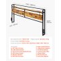 VEVOR Hoofdbord voor Kingsize Bed met Opberg- en Oplaadstation Hoogte Verstelbaar