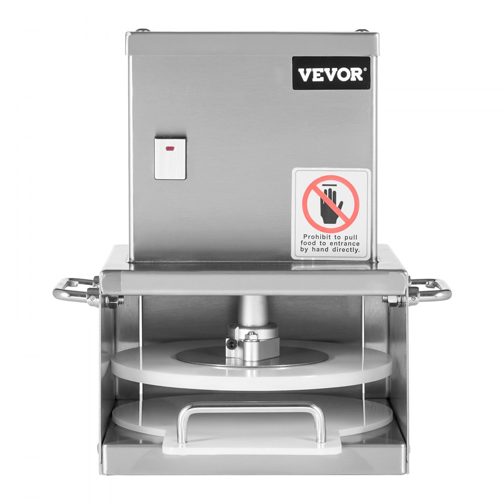 VEVOR Electric Pizza Dough Press Machine, 6 inch Pizza Pastry Press Plate, Stainless Steel Bread Presser, Adjustable Thickness Commercial Forming Machine, with 100 Pcs Parchment Paper