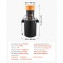 VEVOR elektrische graanmolen 53 liter, specerijenmolen 600 W, specerijenmolen met gegalvaniseerde en scherpe messen, verpulveraar voor droge granen, specerijen, muesli, koffie, maïs 500x385x880 mm