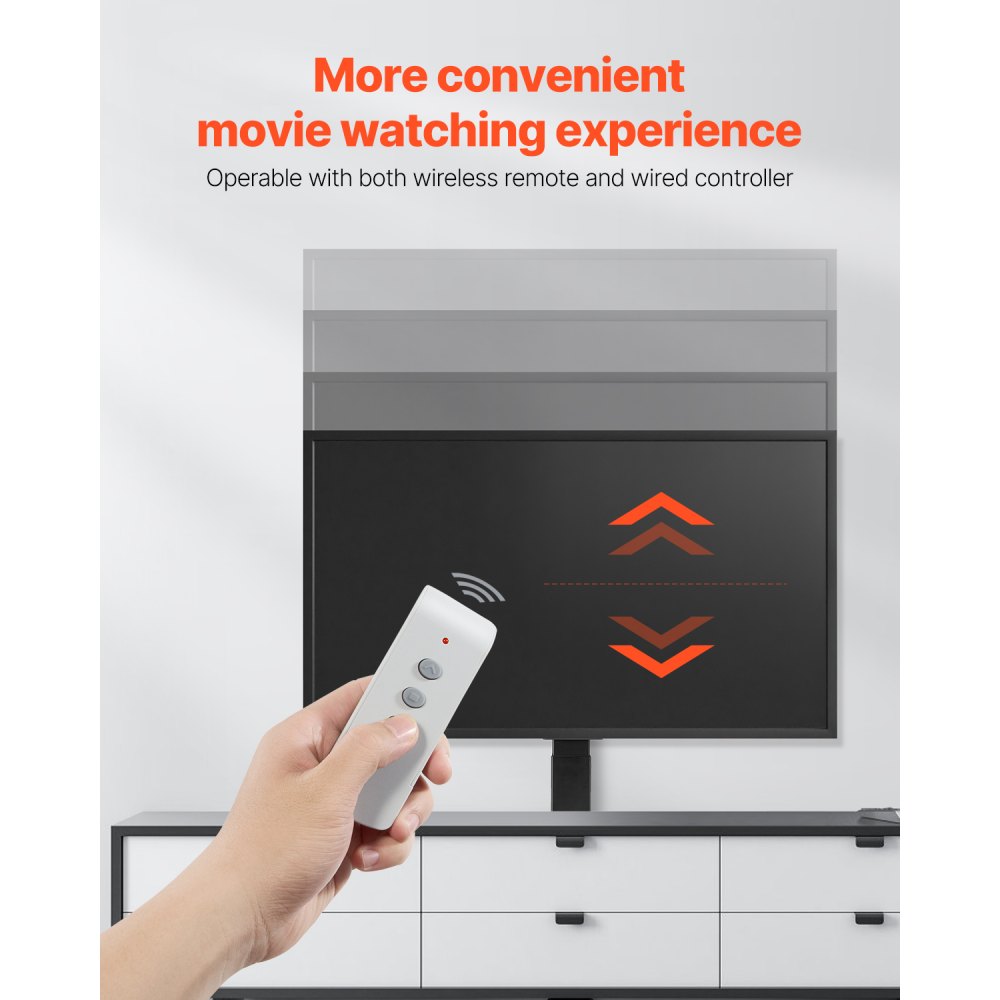 VEVOR Motorized TV Lift Stand, 132 lbs max Load Adjustable TV Lift Stand Mount Bracket, Vertical Electric TV Bracket with Remote Control, for 32-55 in (Not in Cabinet) / 32 - 50 in (in Cabinet) TVs