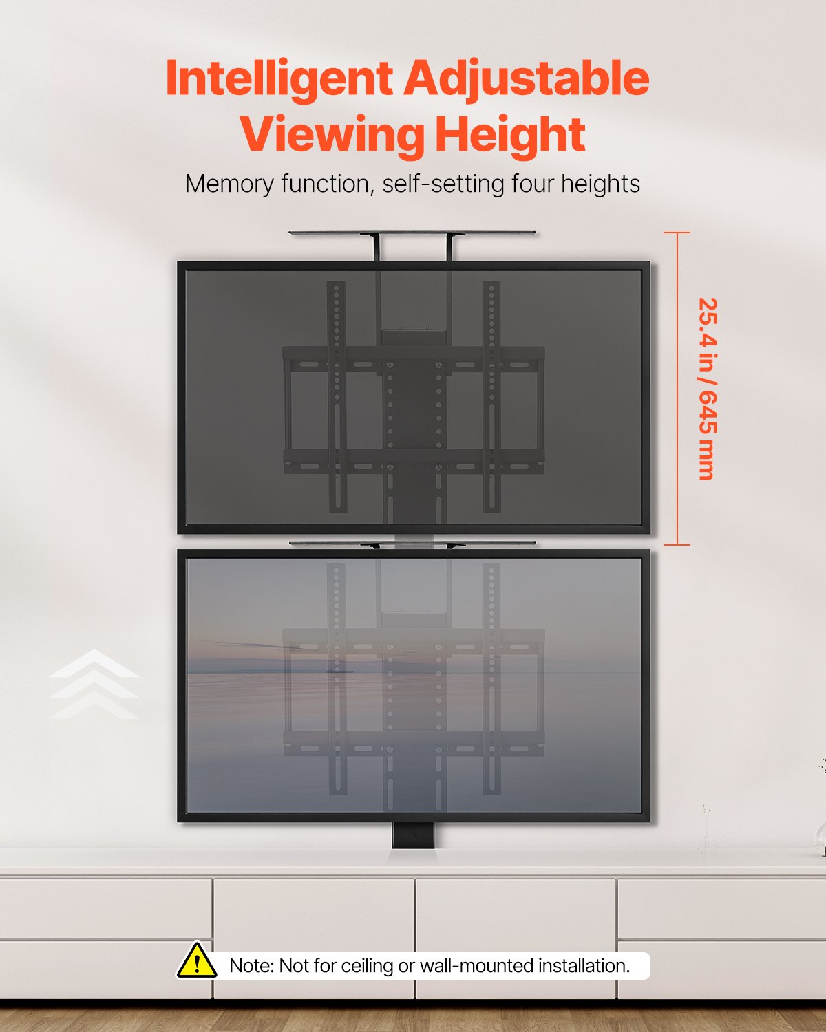 VEVOR Gemotoriseerde TV-liftstandaard Verstelbare TV-liftstandaardbevestiging (draagvermogen 60 kg), verticale elektrische TV-beugel met afstandsbediening, voor 813-1397 mm (niet in kast)