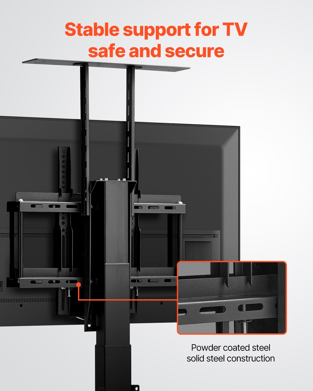 VEVOR Gemotoriseerde TV-liftstandaard Verstelbare TV-liftstandaardbevestiging (draagvermogen 60 kg), verticale elektrische TV-beugel met afstandsbediening, voor 813-1397 mm (niet in kast)