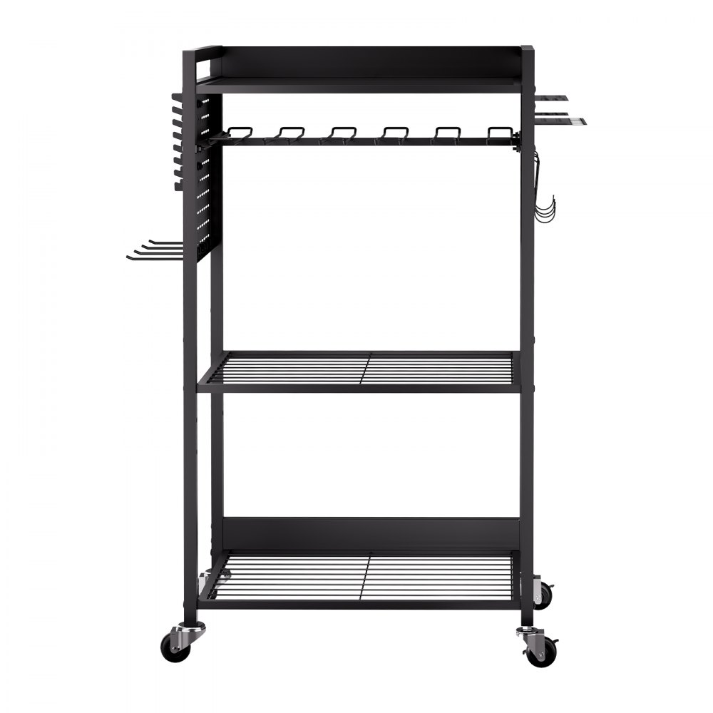 VEVOR 4-laags gereedschapswagen, draagvermogen 68 kg, werkplaatswagen met verrijdbare boorhouder en stevig opbergvak, montagewagen voor de garage, werkplaats, garage, zwart, 560 x 350 x 970 mm