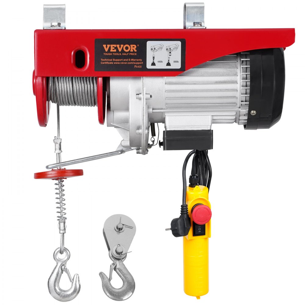 VEVOR Electric Hoist Crane Winch 880 lbs with 14 ft Wired Remote Control 230V