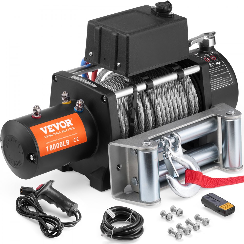 VEVOR Electric Winch Truck 18,000 lb Steel Cable IP65 Waterproof Remote Control