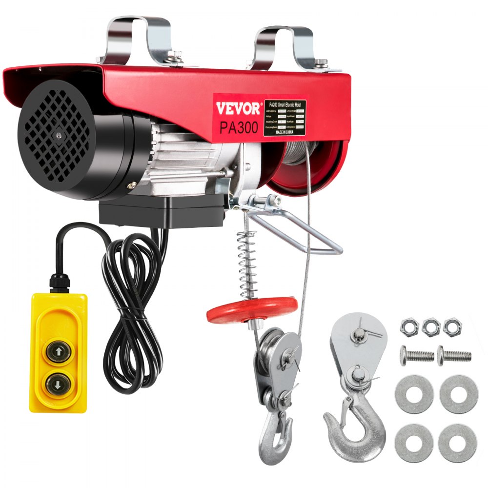 VEVOR 150 Kg/300 Kg Electric Hoist Lifting Crane Remote Control Power System,  Alloy Steel Wire Overhead Crane Garage Ceiling Pulley Winch with Premium 1.5 M/5 Ft Long Cable
