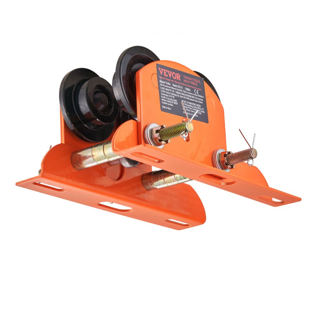 VEVOR Trolley 0,5 ton laadvermogen bovenloopkraan 60-120 mm verstelbare breedte kraan 268 x 227 x 108 mm duwwagen ontwerp met dubbele wielen handtrolley voor I- en H-balken bovenloopkraan laadkraan