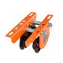 Oranje VEVOR elektrische hijswagen met zwarte wielen en stevige metalen constructie.