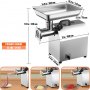 VEVOR Electric Meat Grinder, 794 Lb/H Capacity, 1100W (6000W MAX) Industrial Meat Mincer with 2 Blade, 3 Grinding Plates, Sausage Maker & Kubbe Kit 304 Stainless Steel Commercial Meat Grinder, ETL Lis