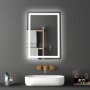 VEVOR LED badkamerspiegel cosmetische spiegel (50 x 70 cm) met voor- en achterverlichting, condensvrije spiegel, traploos dimbare badkamerspiegel met 3 kleurtemperaturen, wandmontage