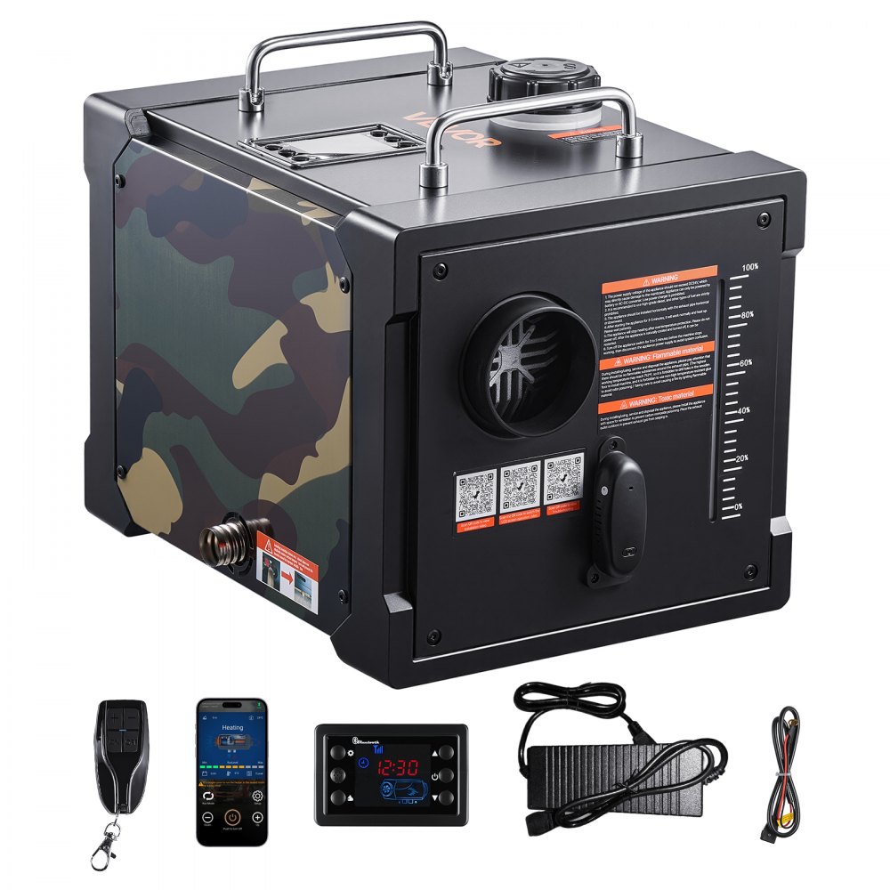 VEVOR Diesel Heater, 8KW, DC 12V/24V, All in One Portable Diesel Air Heater with Bluetooth APP Control, Remote Control and LCD Screen, 7 L Fuel Tank for Trucks, Vans, RVs, Campers, and Garages