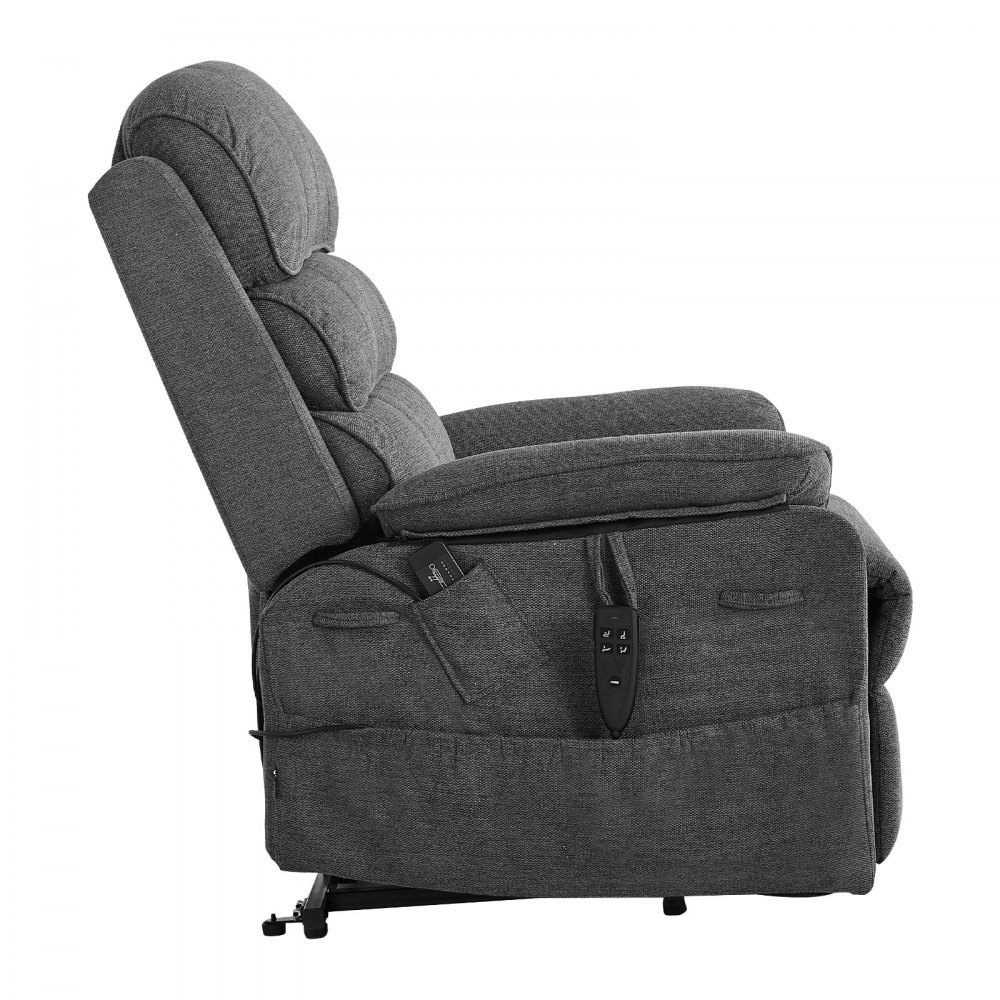 VEVOR elektrische tv-relaxfauteuil, relaxfauteuil met liftfunctie, verwarming en massagefunctie, traploos verstelbare stoel voor senioren, massagestoel met chenille bekleding en afstandsbediening, donkergrijs