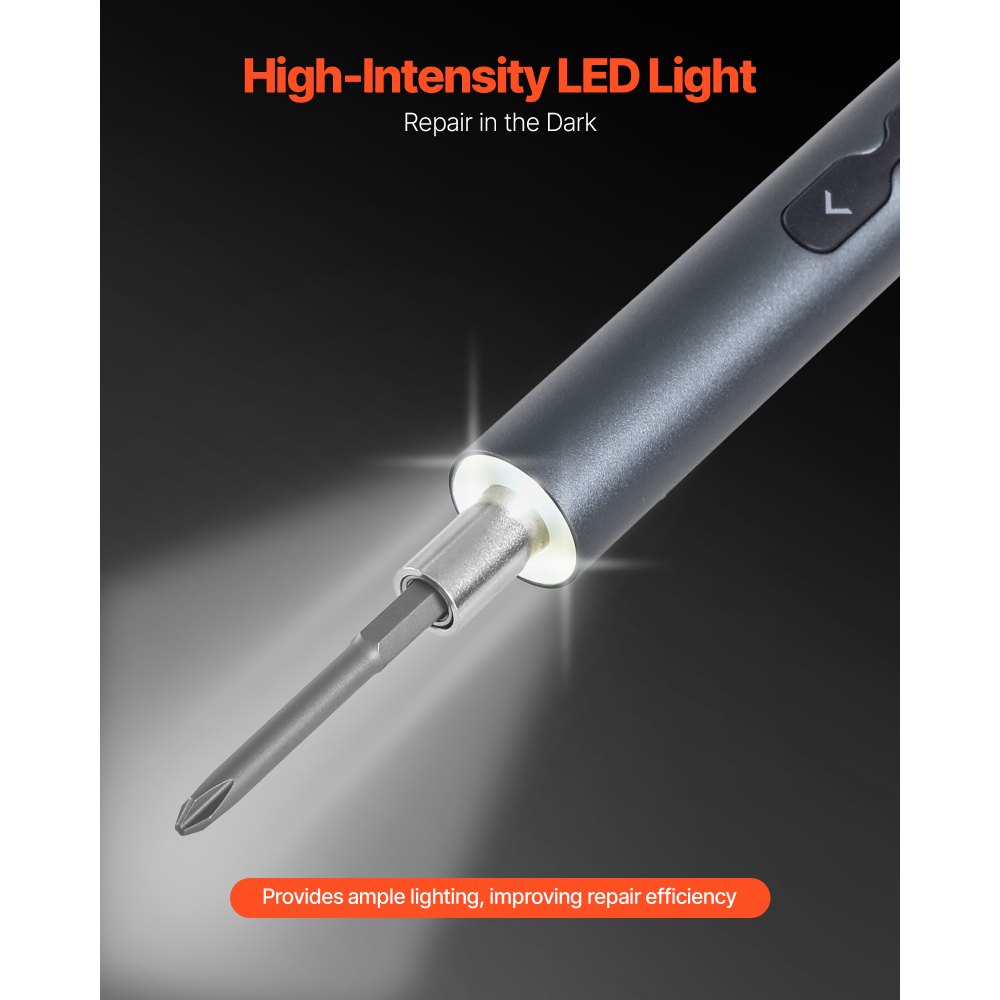 VEVOR Electric Precision Screwdriver Set, 48 Magnetic Bits, Mini Electric Screwdriver with Magnetic Storage Box, S2 Steel Bits, LED Light, Type-C Charging, for Phone, Laptop, and Electronics Repair