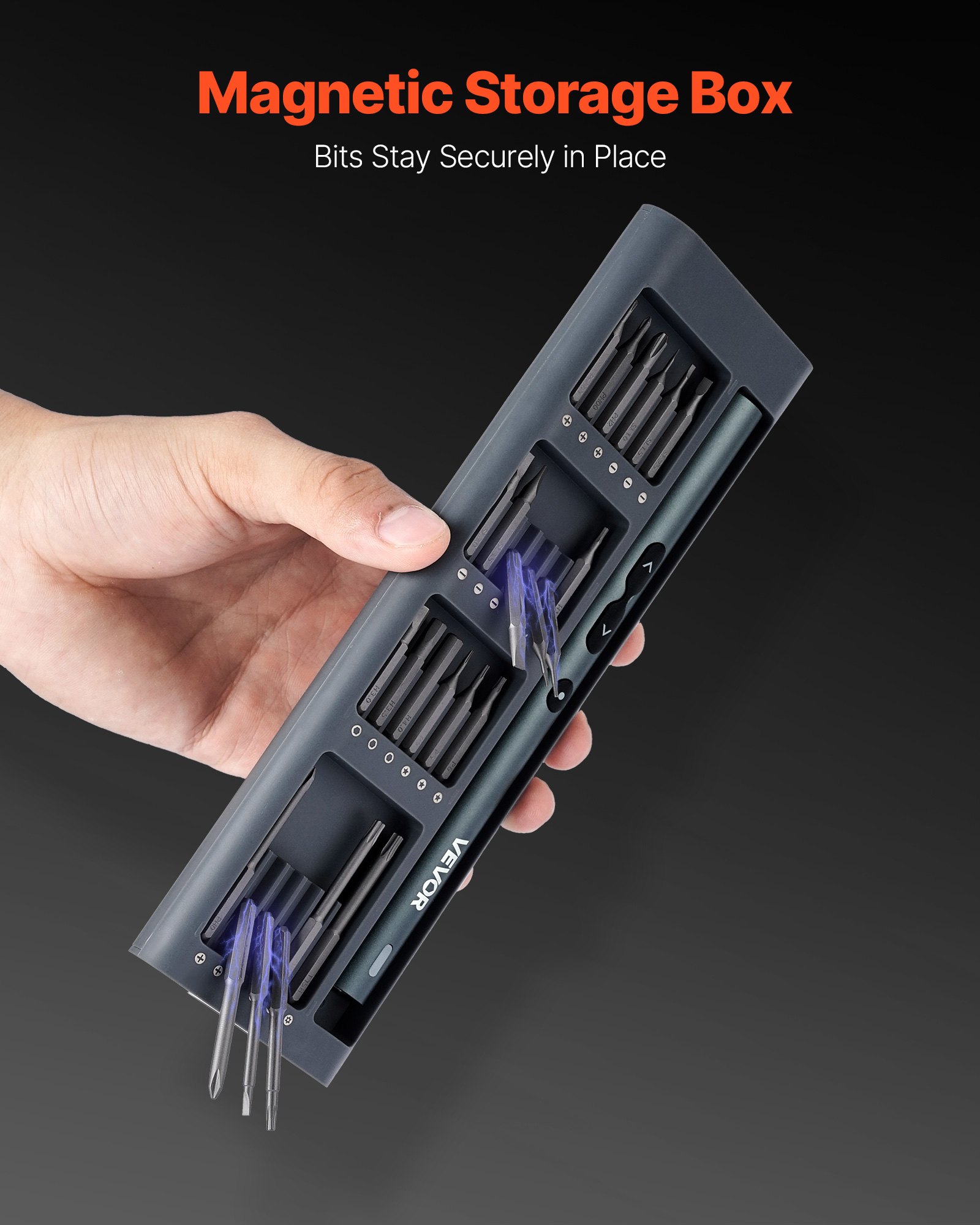 VEVOR Electric Precision Screwdriver Set, 48 Magnetic Bits, Mini Electric Screwdriver with Magnetic Storage Box, S2 Steel Bits, LED Light, Type-C Charging, for Phone, Laptop, and Electronics Repair