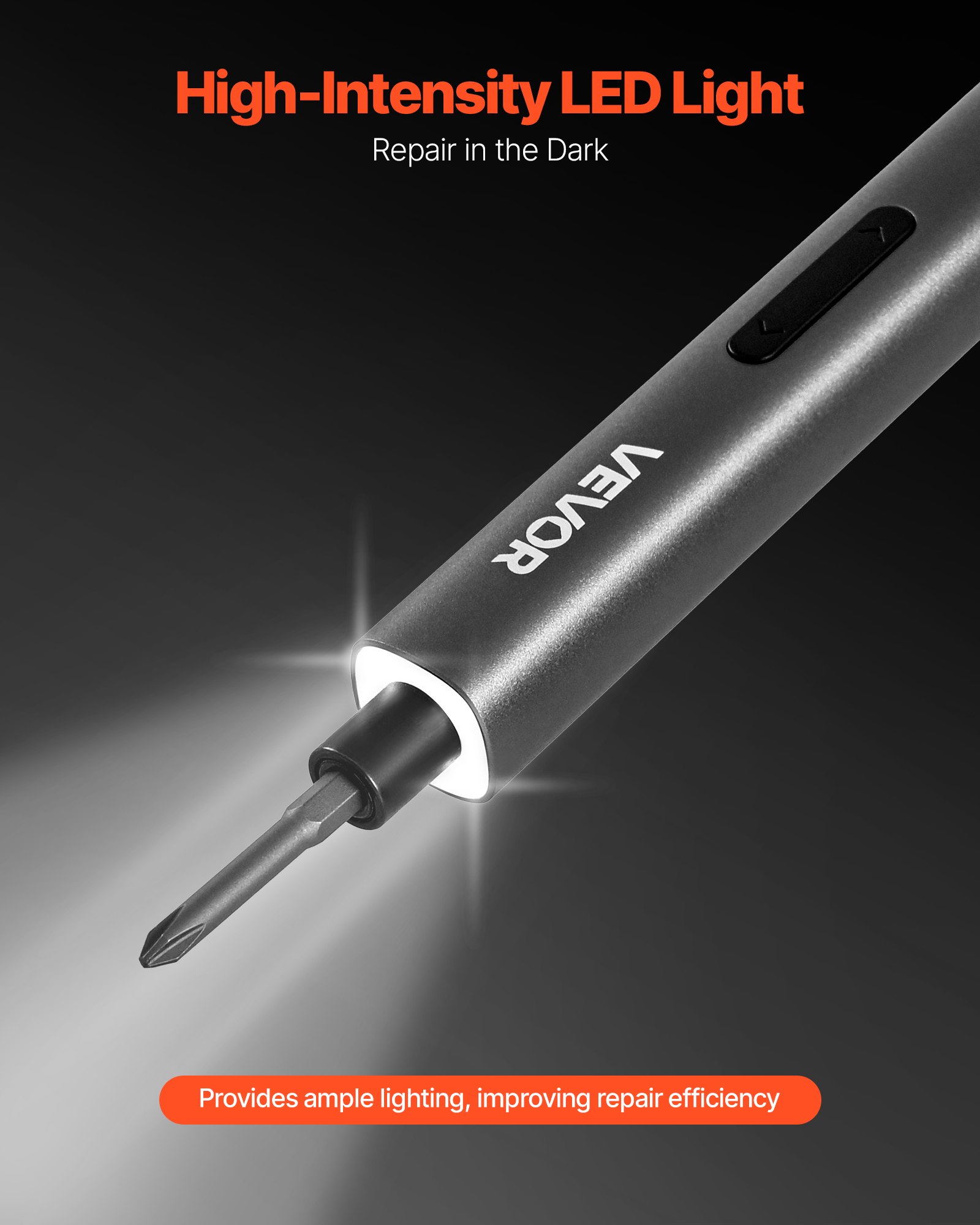 VEVOR Elektrische precisieschroevendraaier (52 magnetische bits) Mini elektrische schroevendraaier met magnetische opbergdoos, led-lampje en type-C-oplaadfunctie, voor het repareren van mobiele telefoons en laptops