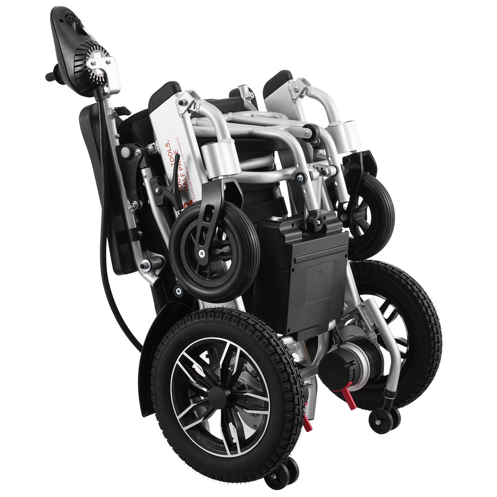 VEVOR Electric Wheelchair for Adults Seniors, 300 lbs Weight Capacity, 17.7 in Width Lightweight Foldable Motorized Power Wheelchairs, Long Range All Terrain Aluminum Alloy Chair, Adjustable Backrest