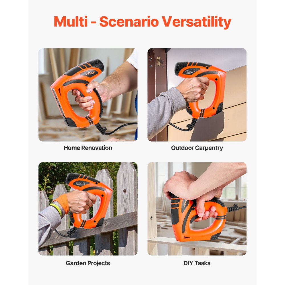 VEVOR Electric Nail Gun, 2-in-1 Staple Gun Brad Nailer, 18 Gauge 15 mm, Stapler Brad Nailer with 1000 Pcs Staples and 1000 Pcs Nails, Non-Slip Rubber Grip, for Woodworking and DIY Projects