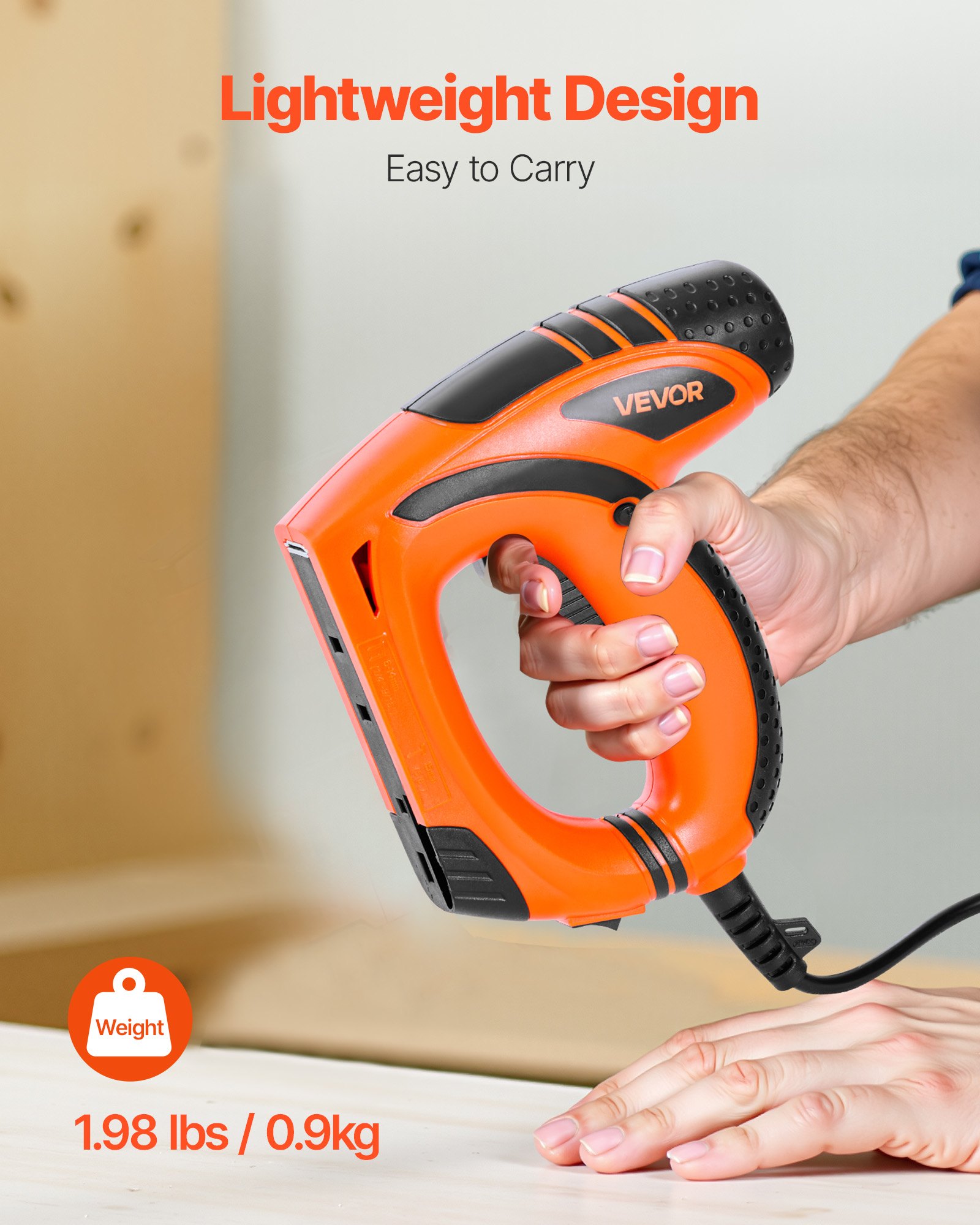 VEVOR Electric Nail Gun, 2-in-1 Staple Gun Brad Nailer, 18 Gauge 15 mm, Stapler Brad Nailer with 1000 Pcs Staples and 1000 Pcs Nails, Non-Slip Rubber Grip, for Woodworking and DIY Projects