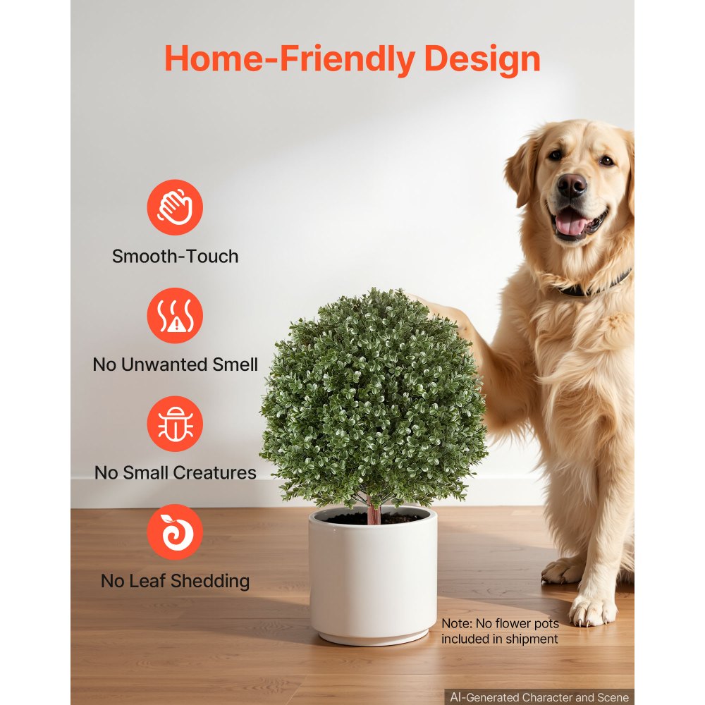 VEVOR Kunstplant 2x Kunstmatige Buxusbol met Grondpen 508mm, Decoratieve Plant voor Kamer, Balkon, Kantoor, Veranda, Tuin, UV-bestendig, Groenblijvende Kunstboom Gemaakt van PE, Levensecht, Binnen & Buiten