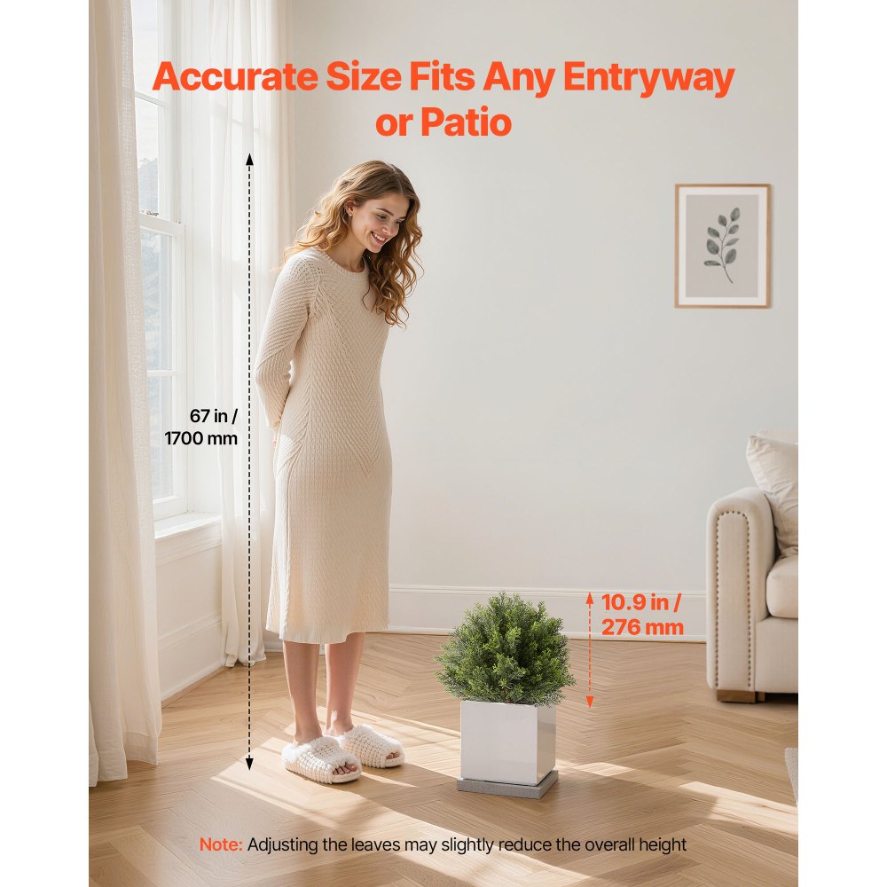 VEVOR Artificial Topiary Cypress Trees with Ground Spike, 2 Set 406mm Faux Shrubs & Bushes Potted Plants, Fake Silk Tree Look Real for Decor Front Porch Outdoor Indoor Patio Garden Balcony Backyard