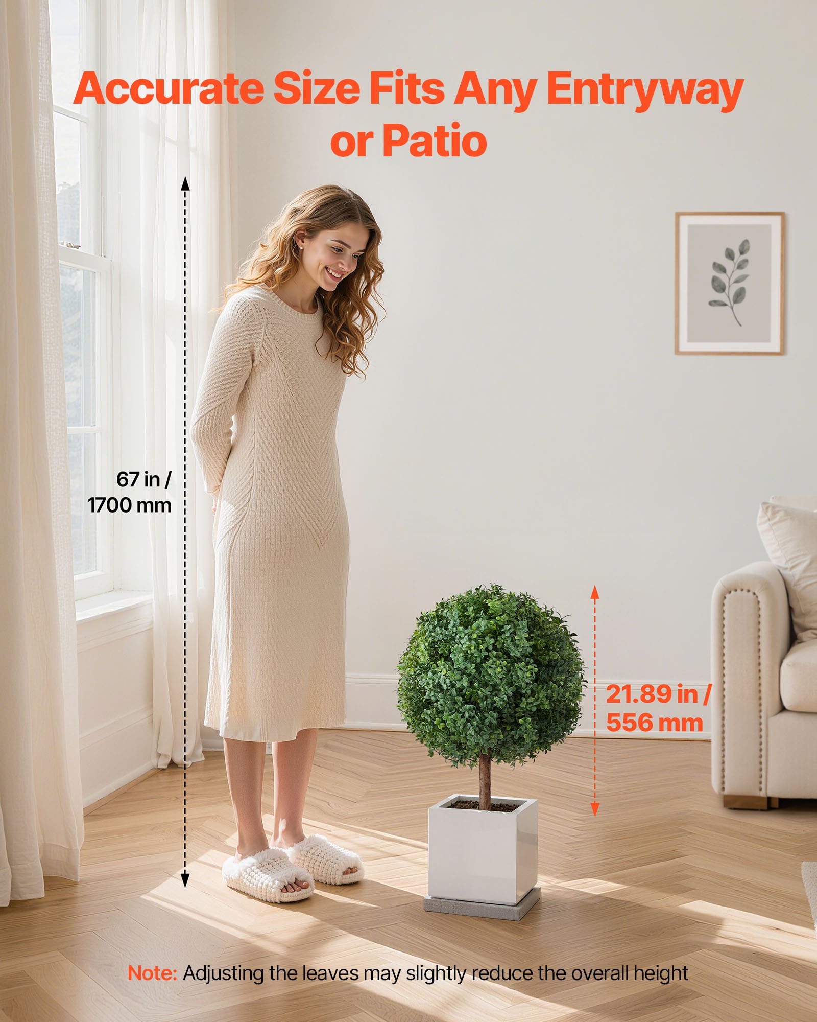 VEVOR Kunstmatige Buxusbol met Grondpen, Set van 2, 686 mm, Kunstplanten, Decoratieve Plant, Voor Decoratie, Veranda, Buiten- & Binnengebruik, Terras, Tuin, Balkon, Achtertuin