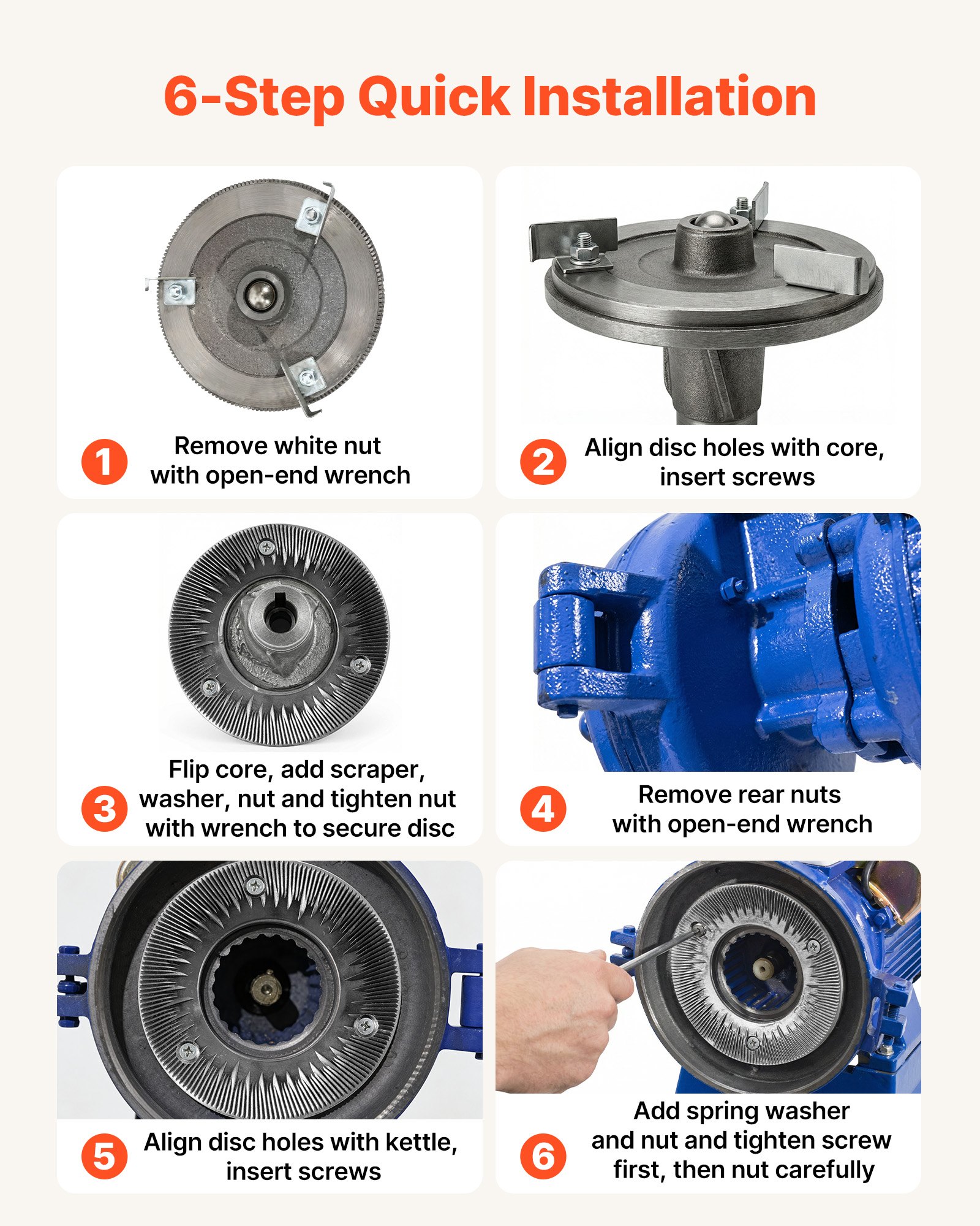 VEVOR Vervangende maalschijven, set van 2, voor VEVOR GM-001, GM-002, GM-003 mais- en specerijenmolens, maalschijven voor droog malen, geschikt voor mais, granen en specerijen, gietijzeren droogmaalschijven
