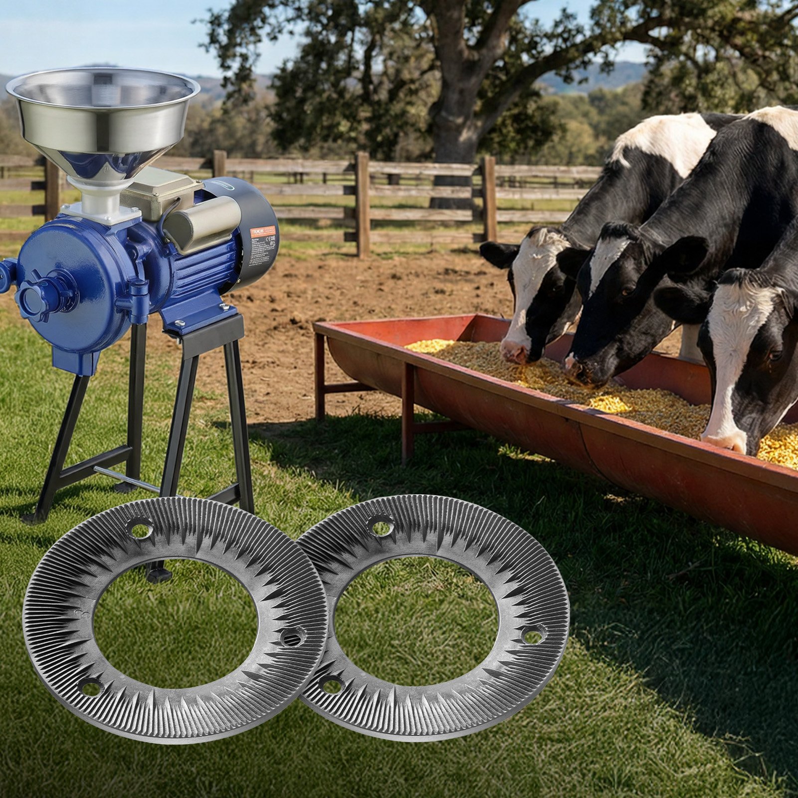 VEVOR Vervangende maalschijven, set van 2, voor VEVOR GM-001, GM-002, GM-003 mais- en specerijenmolens, maalschijven voor droog malen, geschikt voor mais, granen en specerijen, gietijzeren droogmaalschijven