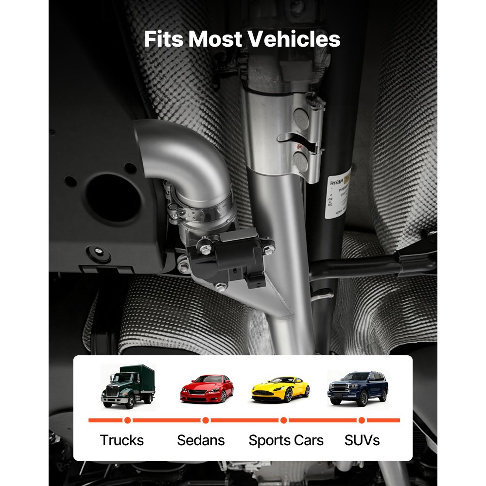 VEVOR Electric Exhaust Cutout, 2.5 Inch Universal Stainless Steel Exhaust Valve Kit with One Controller Remote Kit, Cut Out Valve, Y Pipe, Remote Control & Box, Fits Trucks, Sedans, Sports Cars, SUVs